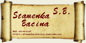 Stamenka Baćina vizit kartica